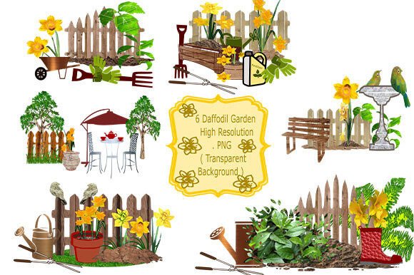 A Set of 6 Daffodils Gardens: Graphics for Local Branding