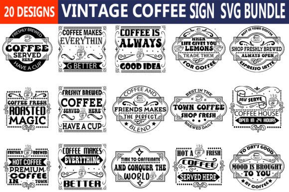 COFFEE Vintage Sign Svg Bundle – Graphics & Crafts