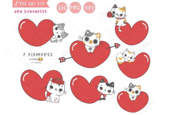 Cute Valentine Cat Svg Cut File Set: Graphics & Crafts