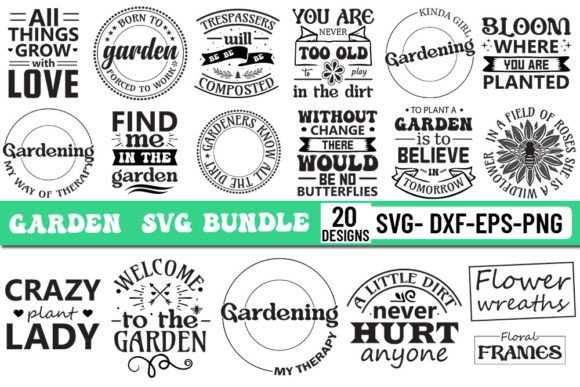 Garden Svg Bundle 20 Designs: Graphics for Crafts and Content