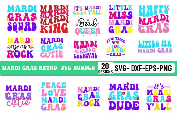 Mardi Gras Retro Svg Bundle: Graphics and Crafts