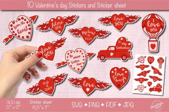 Valentine Stickers Bundle SVG, Love